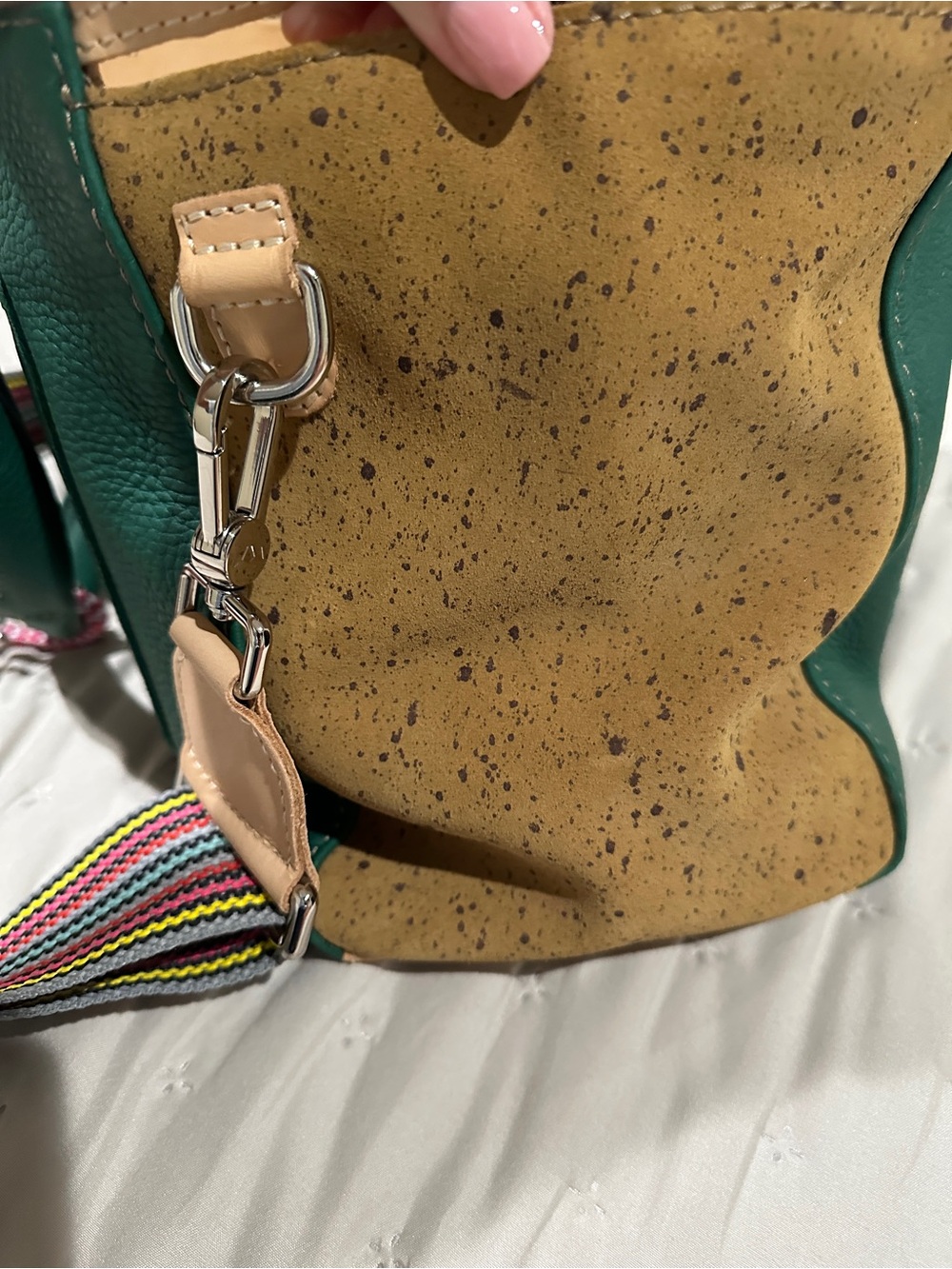 Consuela Green Teal City Satchel with Striped Strap - Picture 2 of 13